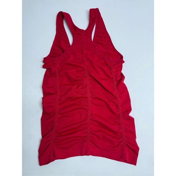 Grip Women’s Tank Top Full Rhinestone Trim Zip Ruched Stretch One Size Red - Picture 7 of 9